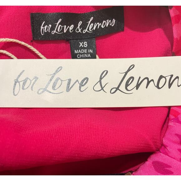 For Love & Lemons Lauren Long Sleeve Mini Dress Red Pink Florals Size XS NWT - Picture 9 of 14